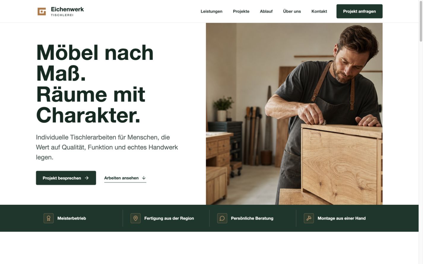 Screenshot der Website-Referenz Eichenwerk